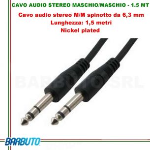 CAVO AUDIO STEREO JACK 6.3mm MASCHIO/MASCHIO - 1.5 mt 