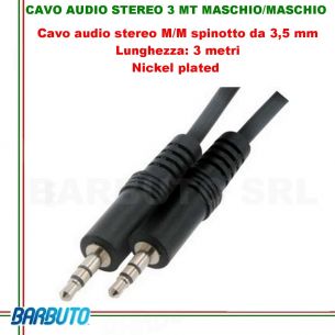 CAVO AUDIO STEREO JACK 3,5MM MASCHIO/MASCHIO - 3 MT 